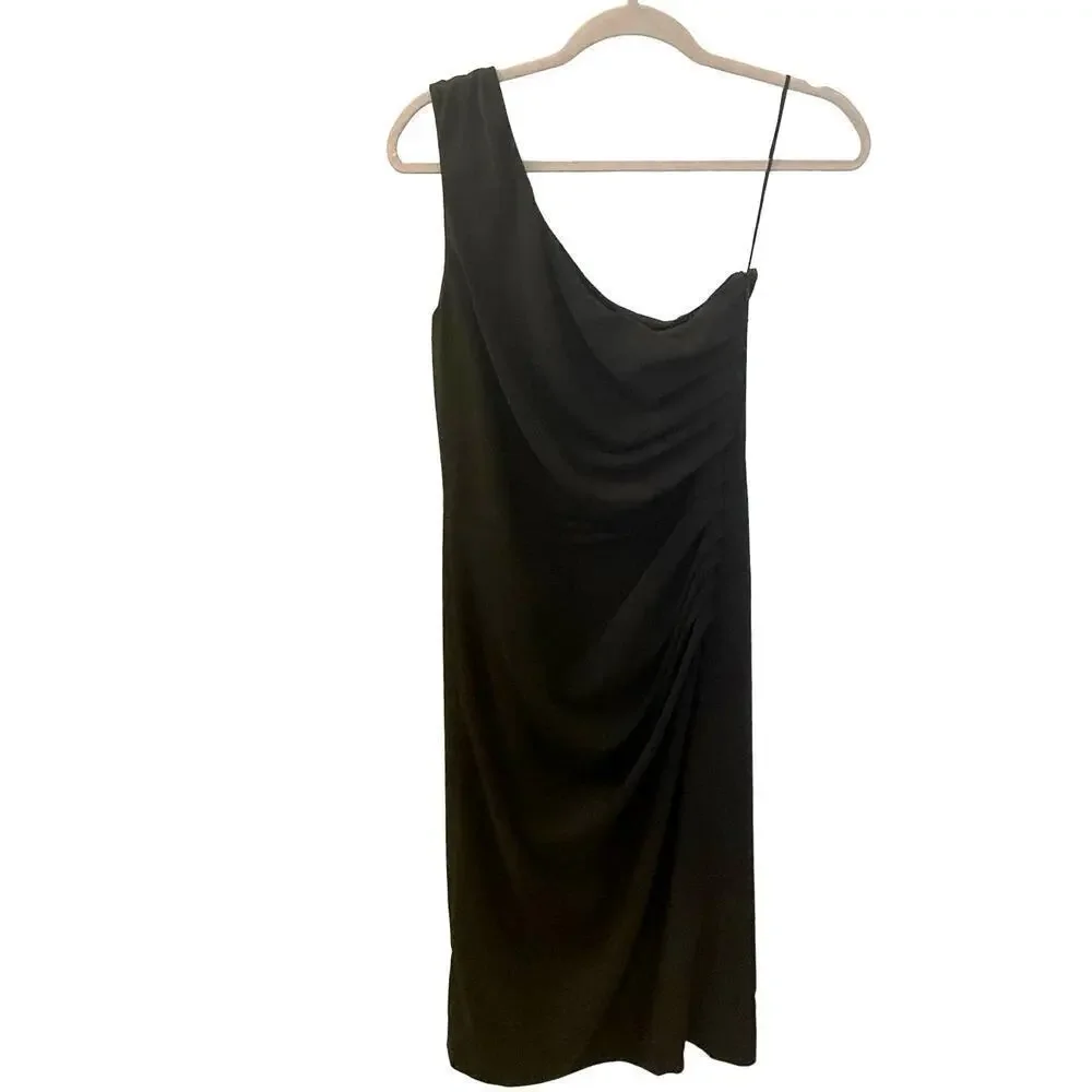 Dress The Population Martine Crepe One Shoulder Dress | Medium | Black